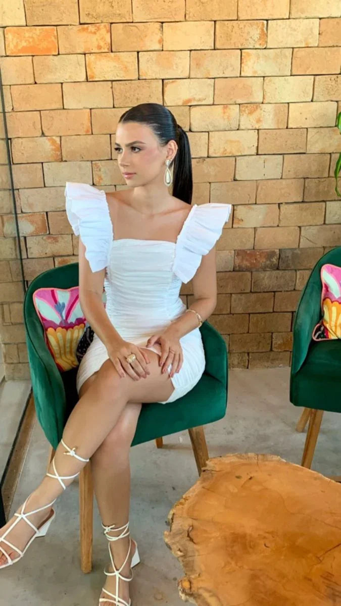 Vestido Branco Pregádo para Baile de Finalistas Vestido Branco de Cocktail Y2453
