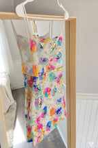 Vestido de Fiesta Homecoming Sin Espalda con Tirantes y Lentejuelas Multicolor Blanco Y2798