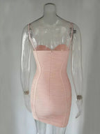 Damen Sommerbekleidung Kleid Sexy Schulterträger Schmaler Club Party Neues Rosa Kleid Casual Kleid Mini Homecoming Kleid Y950
