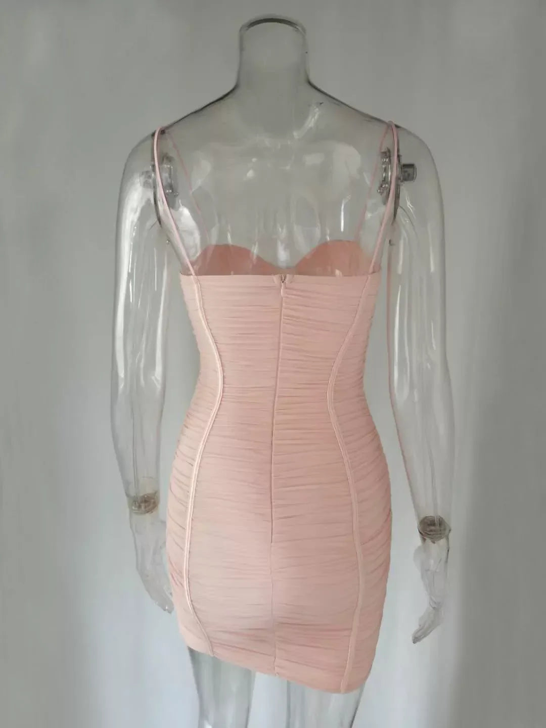 Damen Sommerbekleidung Kleid Sexy Schulterträger Schmaler Club Party Neues Rosa Kleid Casual Kleid Mini Homecoming Kleid Y950