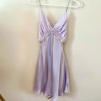 Vestido de Baile Morado Claro con Escote en V Vestido Sexy para Fiesta Y2971