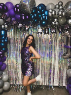 Vestido sin Mangas Morado para Fiesta de Cumpleaños Mini Vestido para Baile de Bienvenida Y5874