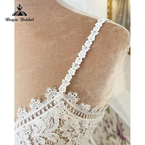 V-Ausschnitt Brautkleid Spitze Mieder Spaghetti-Trägern Boho Runched Chiffon 2025 Robe Zivil Braut A-Linie Strand Sommer Brautkleider