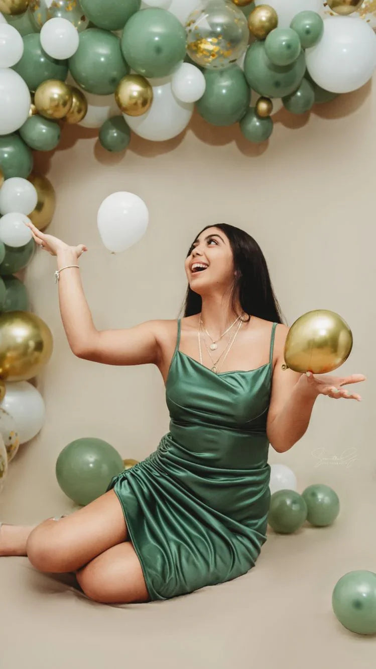 Vestido de Fiesta de 18 Años con Tirantes Finos Verdes para Baile de Graduación Y2626