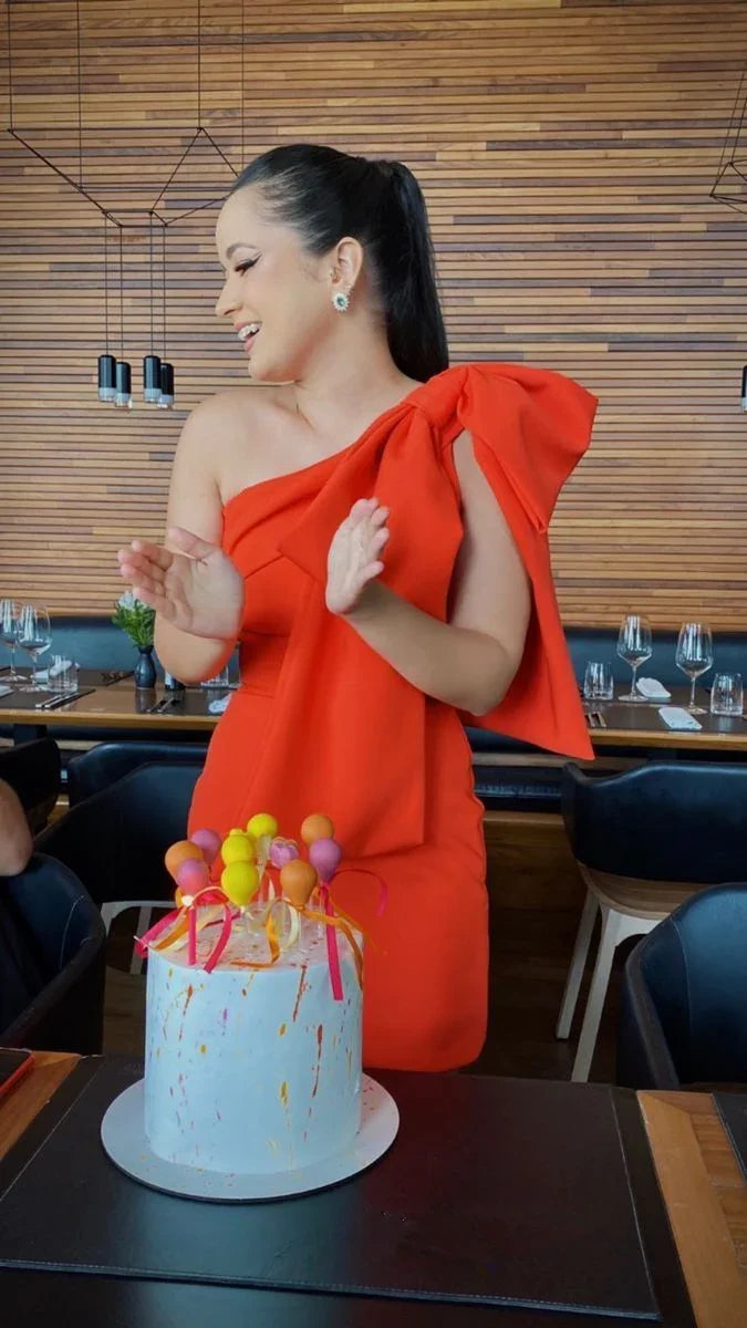 Vestido elegante naranja para fiesta de graduación y cumpleaños 18 Y2716