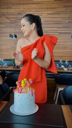 Vestido elegante naranja para fiesta de graduación y cumpleaños 18 Y2716
