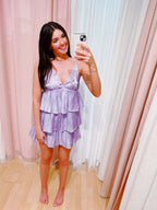 Vestido de Baile de Regreso a Casa en V con Línea A y Capas Morado Y2709