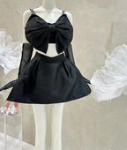 Vestido de Dos Piezas para el Baile de Bienvenida Negro de Nuevo Ingreso Vestido de Fiesta Negro Y2031