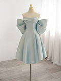 Vestido de Satén para el Baile de Regreso a Casa con Escote de Corazón Azul Y7402