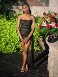 Elegantes schwarzes trägerloses Futterkleid Abschlussballkleid Abschlusskleid Y7926
