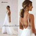 NumberSea Vestido Boho Braut Hochzeit Kleid Sommer Strand 2022 Backless Sexy Mariage Tüll Empfang Party Kleider Spitze Spaghetti-trägern 