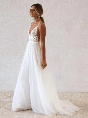 Vestido de noiva estilo boho NumberSea, verão 2022, praia, costas nuas, sexy, casamento, tule, recibo, festa, renda, alças finas 