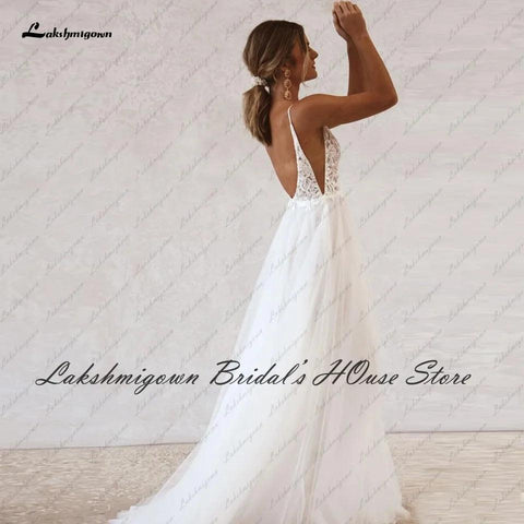 Vestido de noiva estilo boho NumberSea, verão 2022, praia, costas nuas, sexy, casamento, tule, recibo, festa, renda, alças finas 
