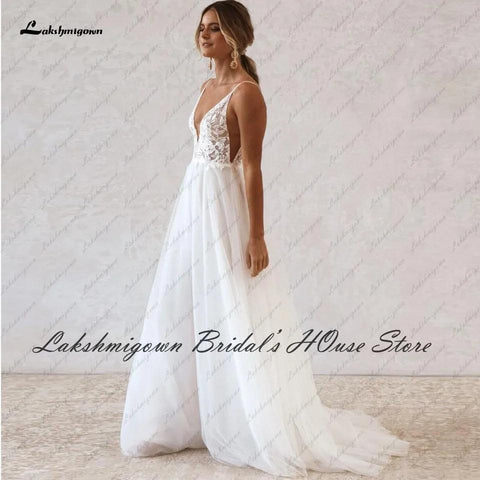 Vestido de noiva estilo boho NumberSea, verão 2022, praia, costas nuas, sexy, casamento, tule, recibo, festa, renda, alças finas 