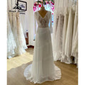 Vestido Novia برقبة V بصدرية من الدانتيل بوهو شاطئي مع شق جانبي للعروس 2024 فستان زفاف للنساء NumberSea