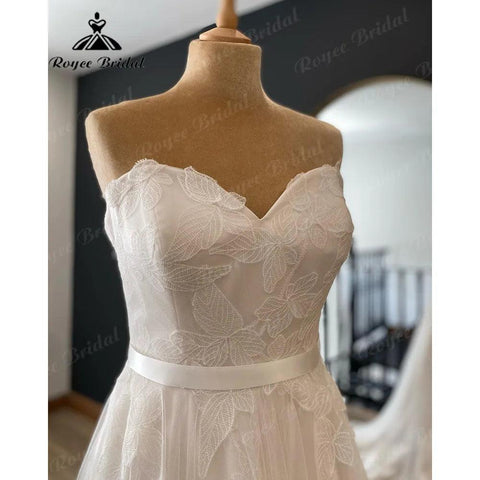 Vestidos Land Off Schulter Spitze Floral Frauen Hochzeit Kleid 2024 EINE Linie Braut Kleid Nach Maß Robe De Mariée NumberSea 