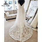 NumberSea Vestidos Spaghetti Straps A Line Boho Wedding Dress with V Neck Lace Appliques Beach 2025 Vintage Civil Wedding Gowns Open Back