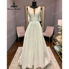 Vestito da Sposa Vintage Backless Robe Crepe Satin Wedding Dress 2024 Sleeveless Women Bridal Gowns Hochzeitskleid Custom Made