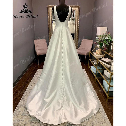 Vestito da Sposa Vintage Senza Schiena in Crepe di Satin Abito da Sposa 2024 Senza Maniche per Donna Hochzeitskleid Su Misura