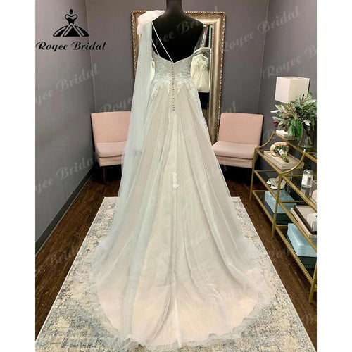 Abito da Sposa Vintage in Pizzo Senza Schiena con Una Spalla per Donna 2025 con Appliques e Spalle Scoperte abito da sposa NumberSea
