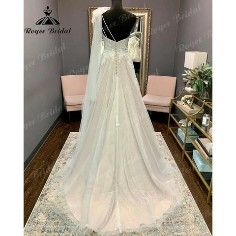 Vinatge Spitze Backless One-Shoulder Brautkleid für Frauen 2025 Appliques Off Schulter Brautkleid abito da sposa NumberSea 