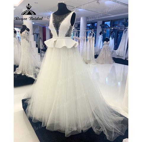 NumberSea Vintage Boho Beach Sleeveless Beadings Mermaid Brautkleid mit abnehmbarem Rock 2025 Brautkleid Sweep Train Vestido De Noiva 