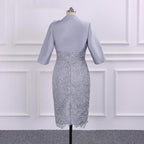 Mother Of The Bride Dress Vintage Lace Sheath 3/4 Sleeve Tea Length With Jacket
