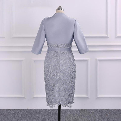 Kleid für die Brautmutter, Vintage-Spitze, Etuikleid, 3/4-Ärmel, knielang, mit Jacke