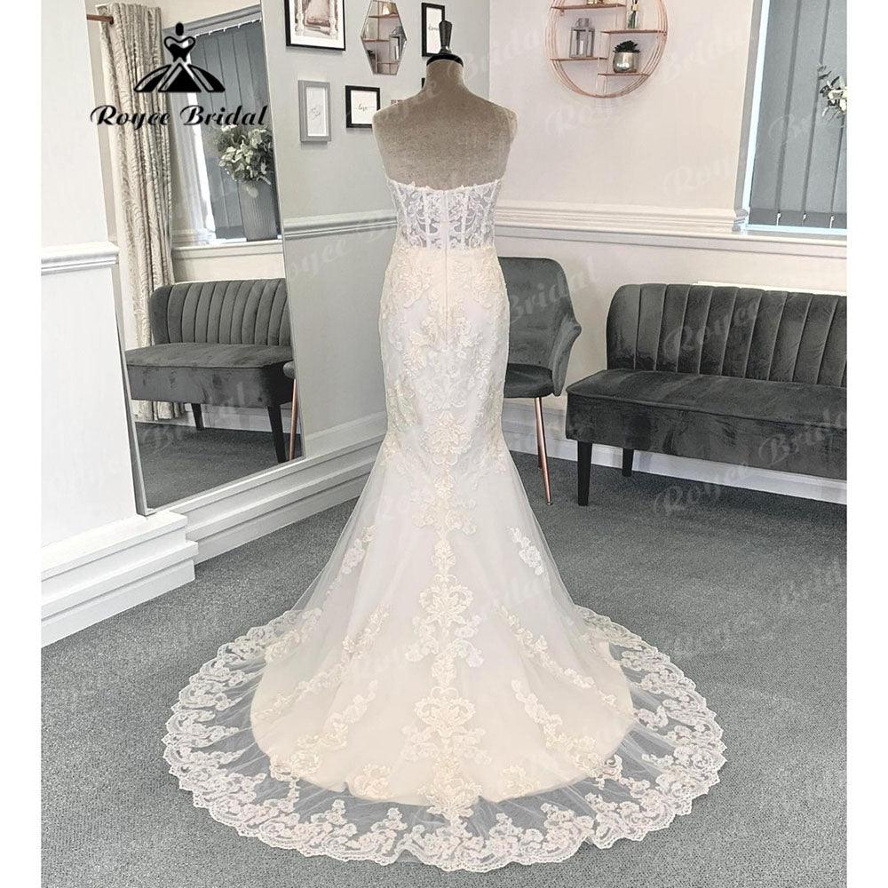 NumberSea Vintage Lace Sweetheart Neckline Mermaid Off Shoulder Wedding Dress for Women 2024 Appliques Bridal Gown robe de soirée femme