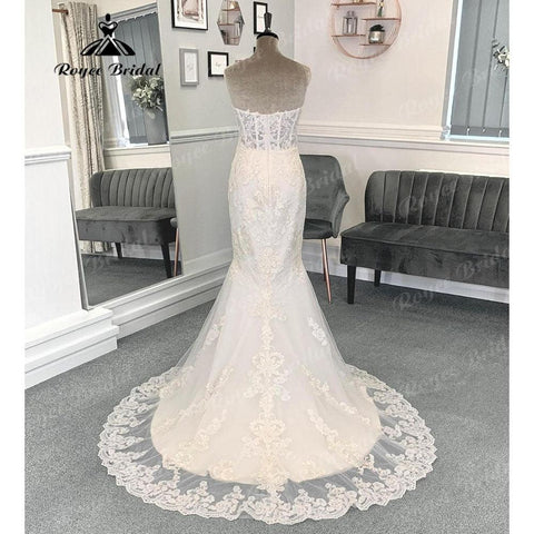 NumberSea Vintage Spitze Herzförmiger Ausschnitt Meerjungfrau Off Schulter Brautkleid für Frauen 2024 Appliques Brautkleid robe de soirée femme 