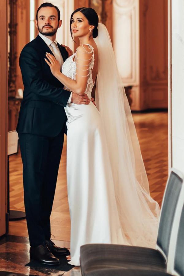 Vintage langes Meerjungfrau-Perlen-Abendkleid ohne Ärmel mit Spitze für die Hochzeit