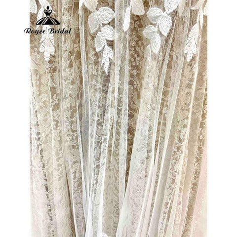 Vintage Tiefer Spitze Floral Champagner Open Back Boho Frauen Hochzeit Kleid 2025 Brautkleider Spaghetti-trägern abito da sposa Sexy