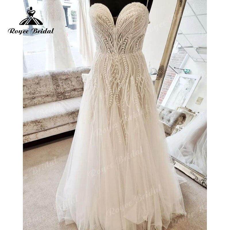 NumberSea Vintage Spaghetti Straps Sweetheart Lace A Line Wedding Dress for Women 2025 Vestidos Civil Bridal Summer Beach Wedding Gown