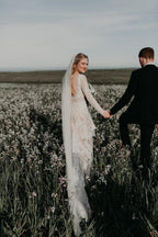 Vintage Long Sleeves Lace Mermaid Backless Wedding Dress, Bridal Gown, MW562