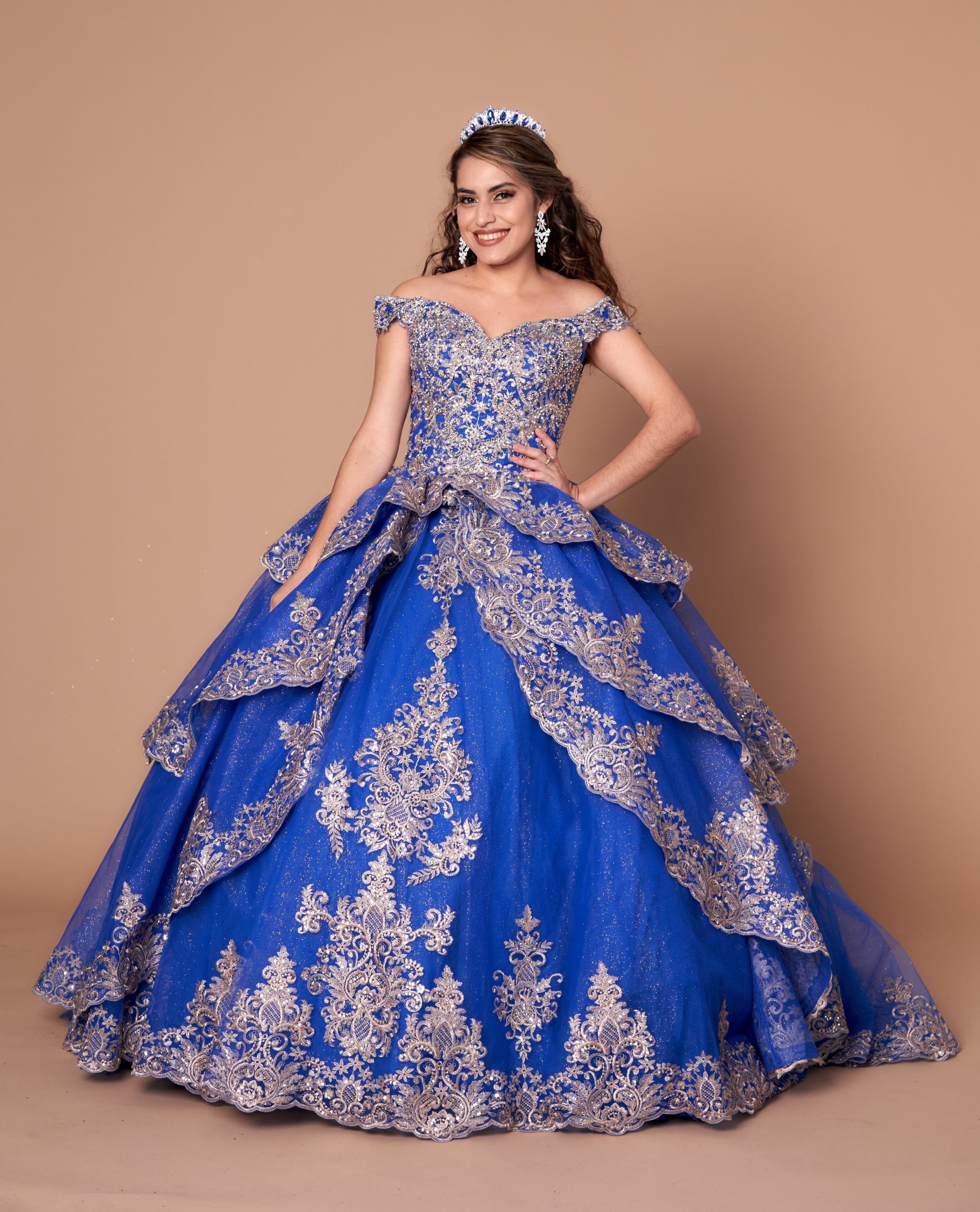 Applique Off Shoulder Layered Ball Gown by Calla WB20525