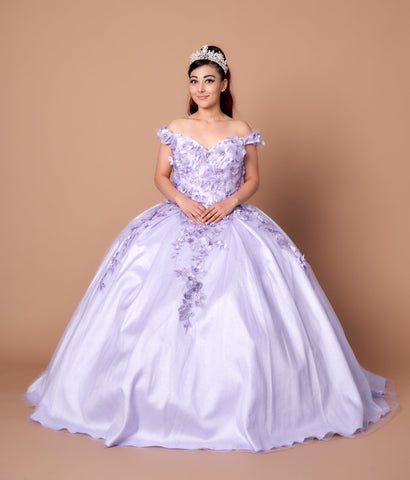 Schulterfreies Ballkleid mit 3D-Blumenmuster von Calla WB21551