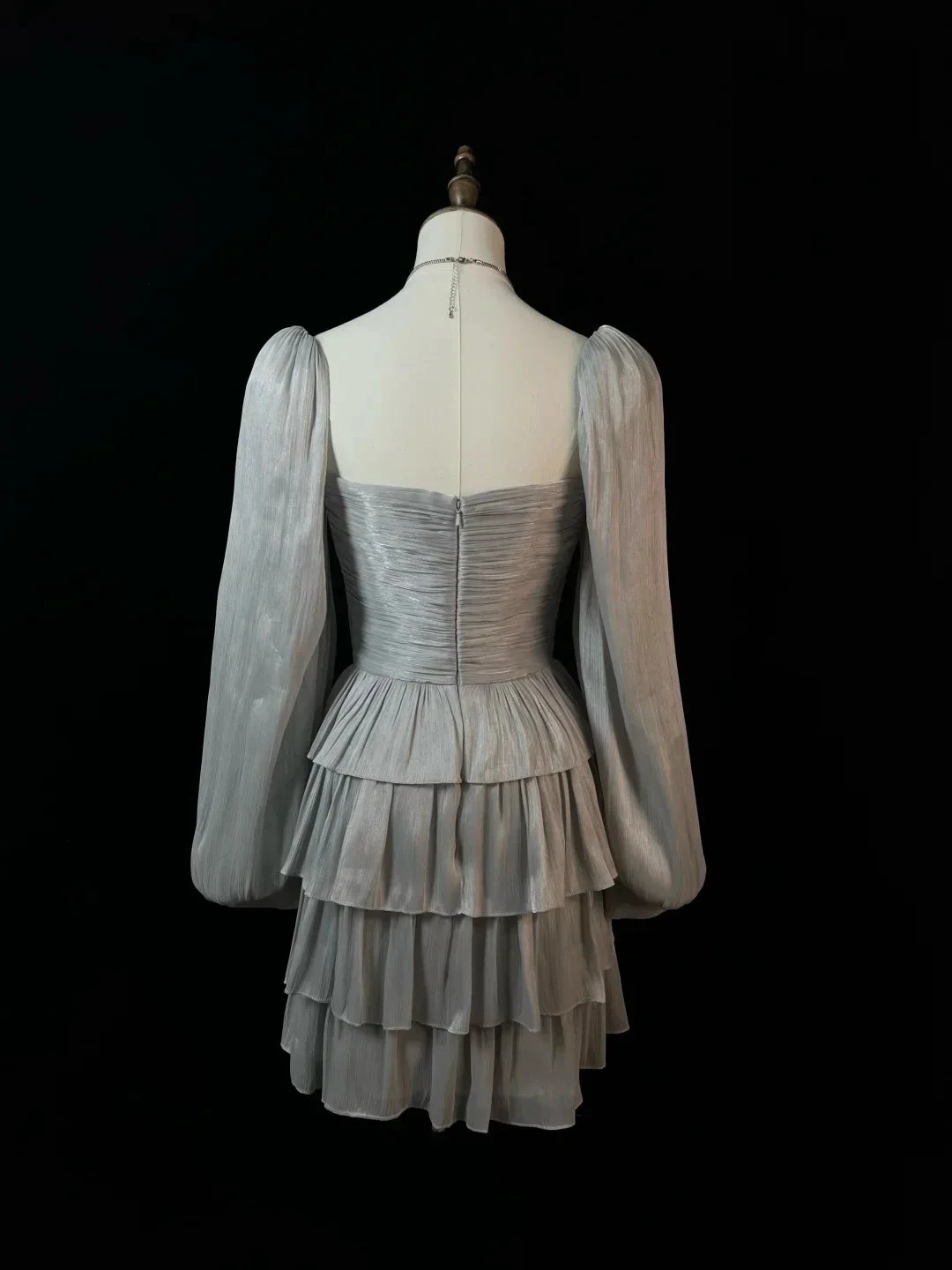 Cute Silver Gray Tulle Bow A Line Layered Short Party Dress Homecoming Dress Y8651 by simplepromdress