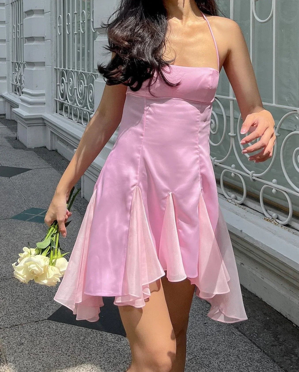Robe de bal rose en ligne A Robe cocktail rose Y2667
