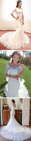 Fabelhafte Meerjungfrau Halbarm Off Shoulder Brautkleider, Erschwingliches Brautkleid, MW149 