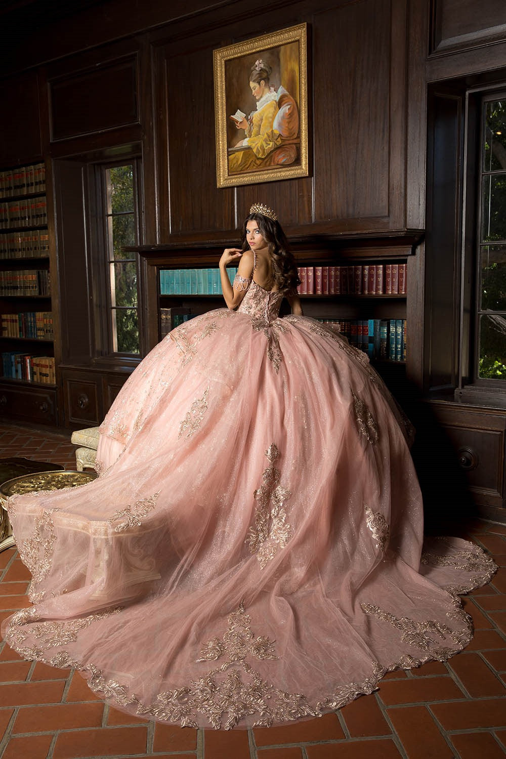 Embroidered Cold Shoulder Ball Gown by Petite Adele PQ1059