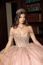 Embroidered Cold Shoulder Ball Gown by Petite Adele PQ1059