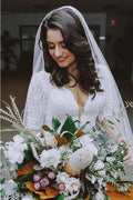 Robe de mariée sirène en dentelle blanche NumberSea à manches trois-quarts et col en V, robe de mariée, MW581