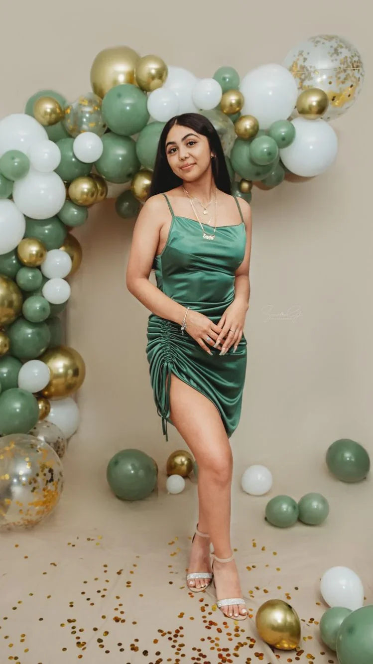 Vestido de Fiesta de 18 Años con Tirantes Finos Verdes para Baile de Graduación Y2626