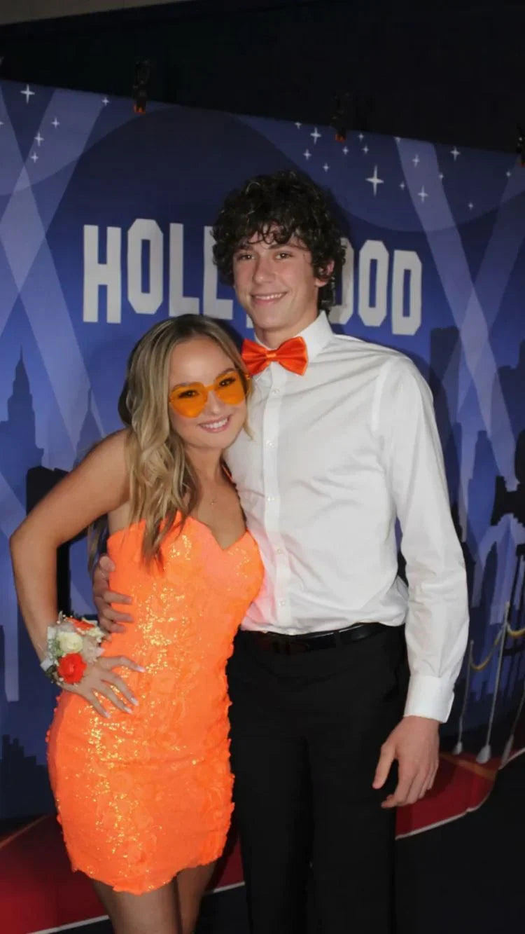 Orange Paillettenkleid Orange Homecoming-Kleid Partykleid Y2260