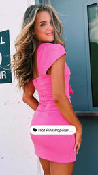 Knallrosa Ein-Schulter Homecoming-Kleid Brautjungfernkleider Y2678