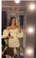 Vestido Blanco Lindo de Manga Corta para el Baile de Regreso a Casa Traje de Fiesta Blanco Y7130