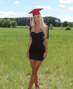 Vestido Negro sin Mangas para el Baile de Bienvenida Vestido Negro de Graduación Vestido Negro para Fiesta Y2040