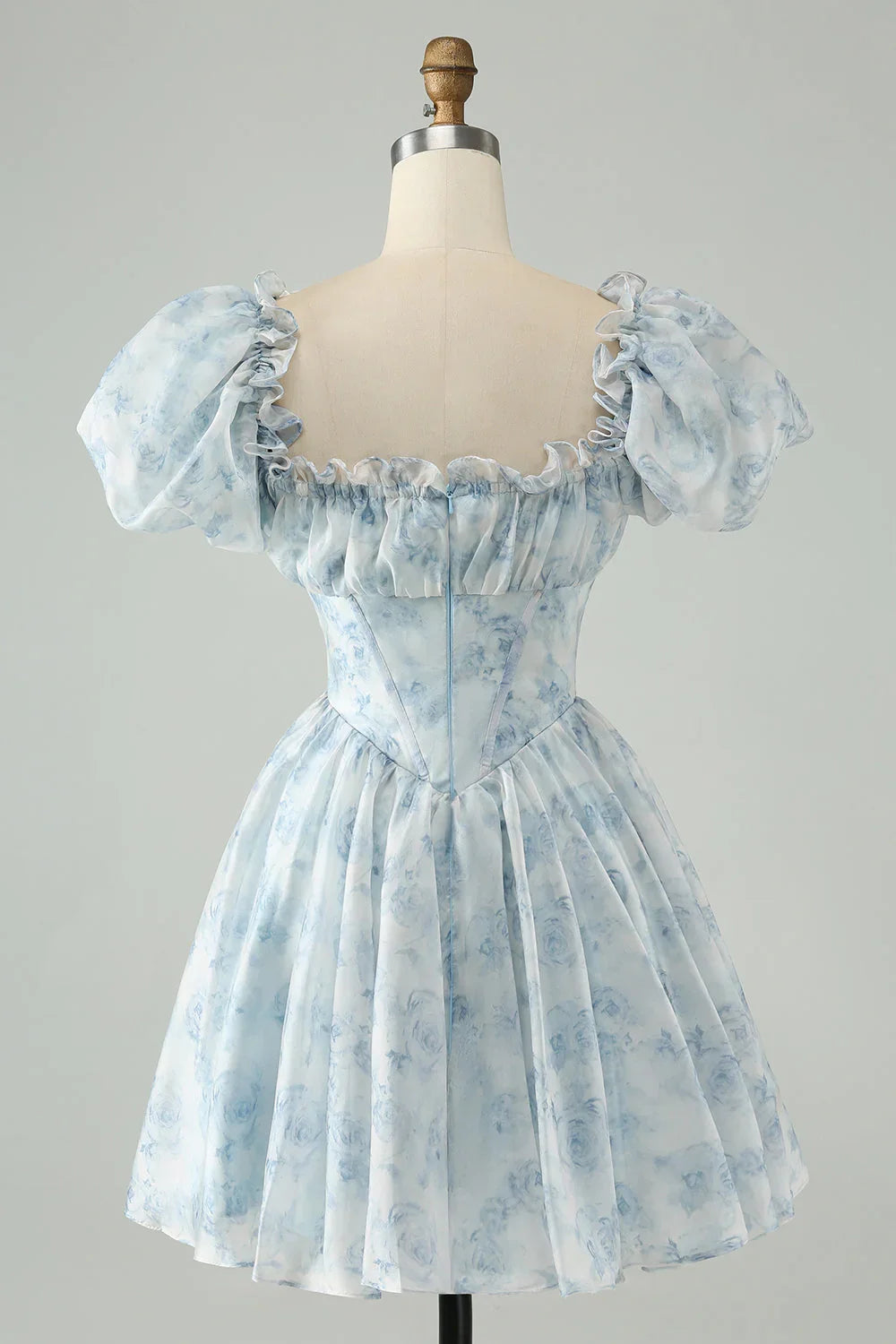Niedliches hellgrünes A-Linien-Quadratausschnitt-Blumenkleid mit Rüschen für den Homecoming