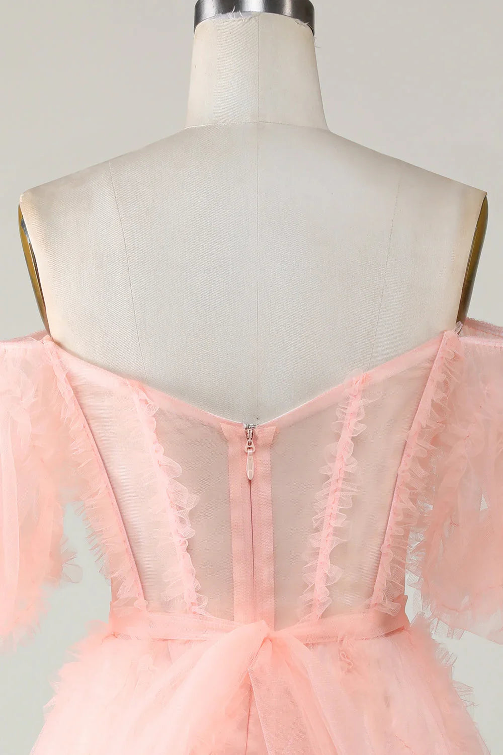 Niedliches Blush A-Linien Tüll Off The Shoulder Kurzes Homecoming Kleid