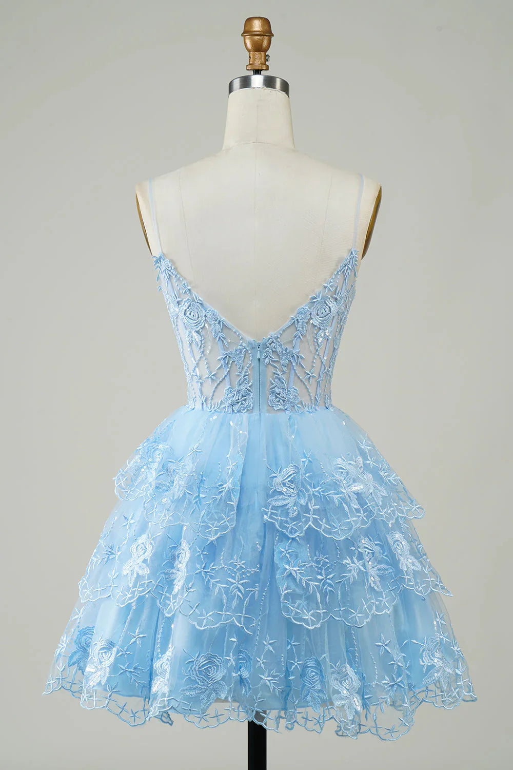 Niedliches Schwarzes A-Linien Funkelndes Pailletten Etagen Korsett Kurzes Homecoming Kleid